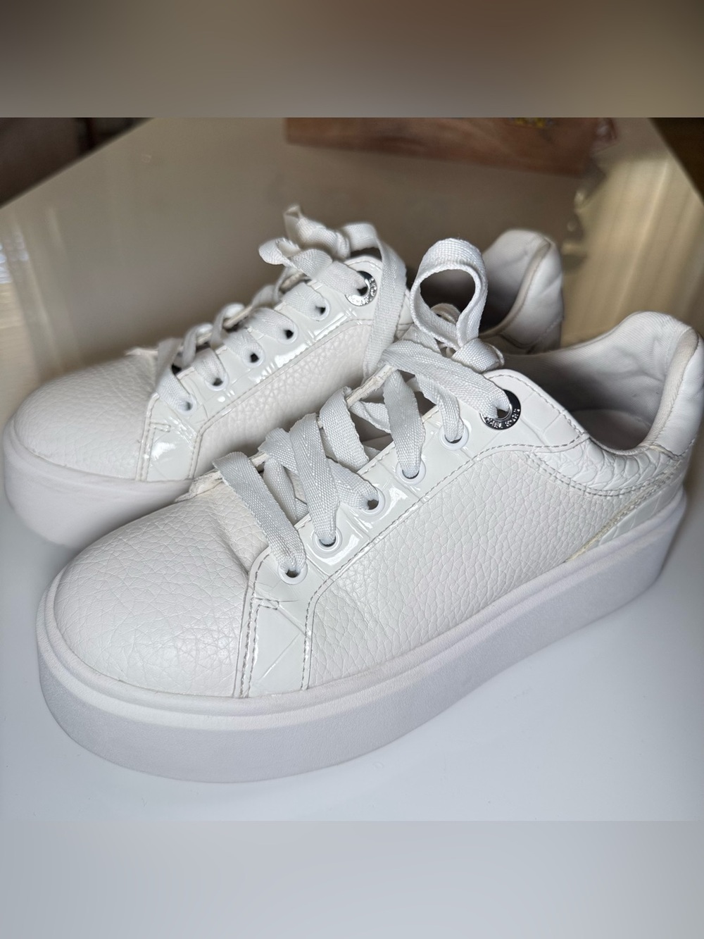 Michael Kors White Platform Lace-Up Sneakers